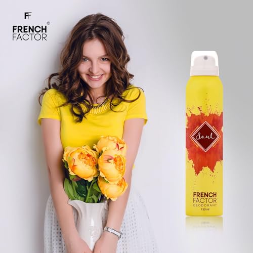 Image of French Factor Soul Combo Pack of 3 Deodorant Body Spray for Women | Soul Bliss, Soul Charm & Soul Deo | Long Lasting Fragrance | Luxury Gift Set Women | Made in India | 150ml Each