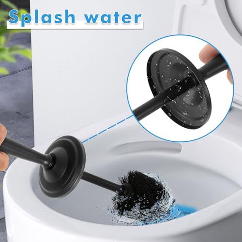 Image of Black Toilet Brush and Holder Set, Stainless Steel Toilet Brush for Bathroom,Heavy Duty Black Toilet Bowl Brush and Holder,Deep Cleaning Modern Toilet Cleaner Brush -Space Saving, Covered Brush