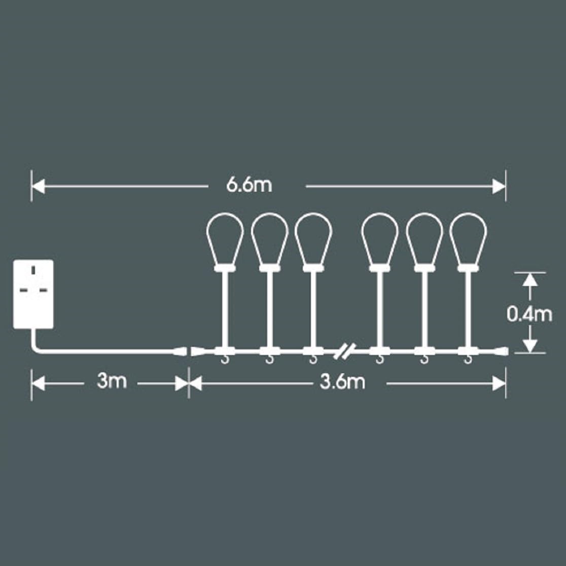 Noma Connectable Edison Drop Festoon Garden Lights, 10 Large Multicolour LED's, 6.8 m, 20 cm x 12 cm x 27 cm - Image 4