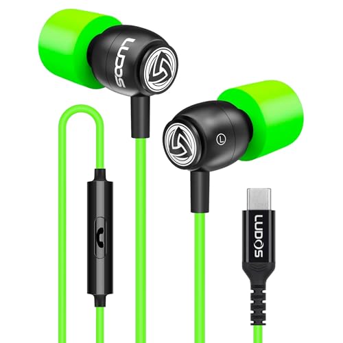 Image of LUDOS Clamor USB C Headphones for iPhone 17 16 15 Pro Max Plus Air iPad Pro, 5 Years Warranty, USB-C Earbuds for Samsung Galaxy S26 S25 S24 S23 Ultra S22 S21 FE S20 A55 A54 A53, USB Type C Earphones