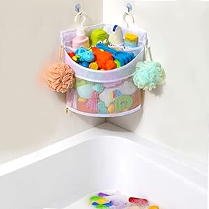 Baby Bath Toy Organizer, Quick Drying, and Mould Proof, Corner Hang-Suspension Bath Toy Holder, Large Capacity Multi Use bath toy storage( White) Baby Bath Toy Organizer Quick Drying and Mould Proof Corner Hang Suspension Bath Toy Holder Large Capacity Multi Use bath toy storage White