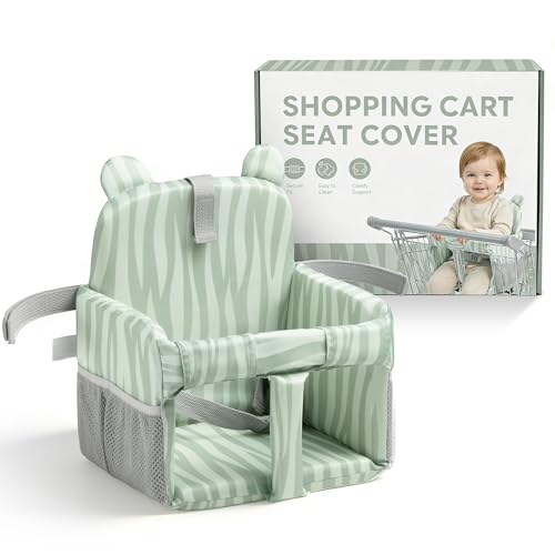 Pakkabuu Padded Shopping Cart Cover for Baby Sofa-Like Comfort Grocery cart Cover Machine Washable High Chair Cushion Sage Green