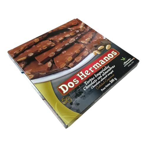 Dos Hermanos Tortas Imperiales Chocolate con Almendras 200g | Calidad Suprema | Tradición Turronera de Castuera | Dulce Gourmet Extremeño