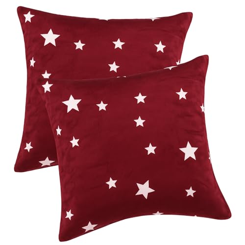 BaSaTex Sterne Flausch Kissenbezüge Winter Plüsch Nicky-Teddy...