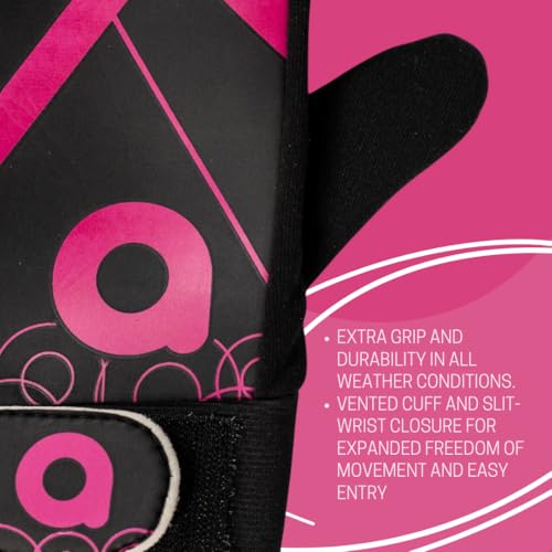 Image of Aivin Booster 1.0 Goalkeeping Gloves | Breathable Mesh Padding | Velcro Wrist Closure | All-Weather Latex Palm | Ergonomic Grip | Protective & Comfortable (Black /Pink, L)
