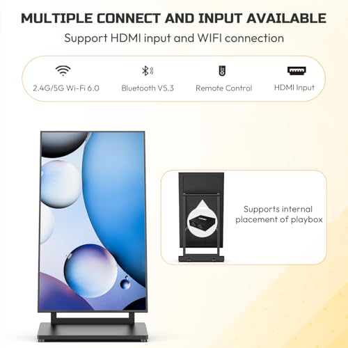 Image of 32-inch Digital Signage Display, Android 11 Black Advertising Kiosk | Mobile Foldable, Indoor Anti-Glare, Aluminum LCD Poster, Free CMS, 2.4G /5G WiFi, Bluetooth 5.3, for Restaurant /Store /Event