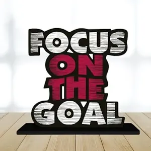 Webelkart Premium Wooden Focus On The Goal Motivational Quotes Table Decoration for Office Desk | Home Decor Item | Living Room | Modern Art Wood Showpiece Gift Items