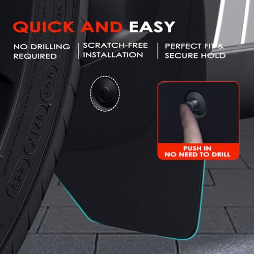 Image of Tesla Model 3 2024 2025 Accessories Mud Flaps, No Drilling No Tape Paint Protection All Weather Splash Guards Tire Protector Mudflaps for Tesla Accessories