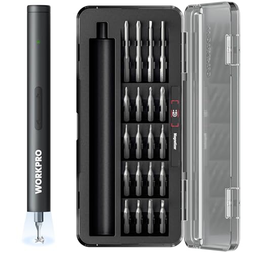 WORKPRO 20-in-1 Mini Electric Screwdriver with Magnetizer & S2 Steel Bits, 3.6V Rechargeable Precision Screwdriver Set for Electronics, Phone, Camera, Laptop & Watch