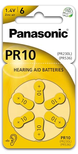 Panasonic PR10 PR230L/PR536 Lot de 30 piles pour appareils auditifs, jaunes, 1,4 V, zinc-air