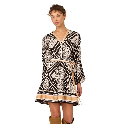 Image of Adrianna Papell Women's Strapless Organza Mini Dress - Short Drop Waist Dress with Dainty Florals & Pleated Flounce Skirt