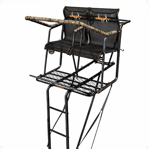 Best Two Man Ladder Stand | Top 8 Options in 2022 3 Muddy Boss Stronghold 2.5 Deer Hunting 18 Foot 2 Person Ladderstand Tree Stand with Lumbar Seat and...