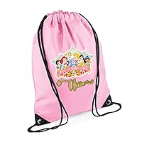 Princess Bag, Personalised Backpack, Princess Gift for Girl, Birthday Girl, Bag For Girl, Lady Drawstring Bag, PE Gym Kit Swimming, Sport Rucksack. (Classic Pink)