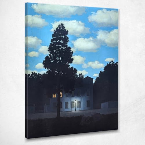 CheQuadro! L'impero delle luci Magritte, quadro grande stampa su tela di alta qualità, fine art, intelaiato pronto da appendere bsa19-100x70 cm