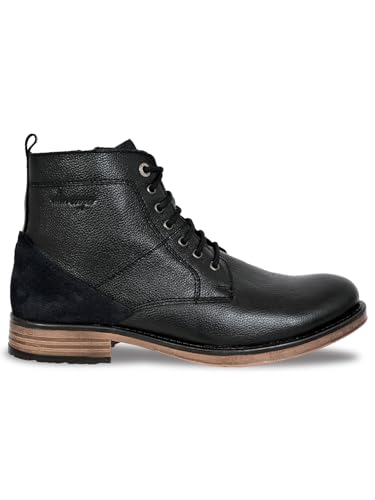 Image of Allen Cooper Genuine Premium Leather Luxury Memory Foam High-Top Ankle Boots Shoes For Men(962|Black|Size-6,7,8,9,10)