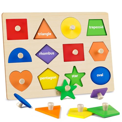 Shape Wooden Puzzles for Toddlers Shape Sorter Color Match Toddler Puzzles