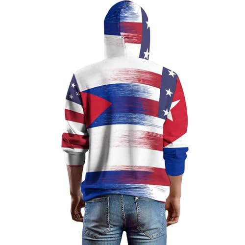 United States of America And Cuba FlagMen's Loose Sweatshirt for Daily Wear at Home And Out3