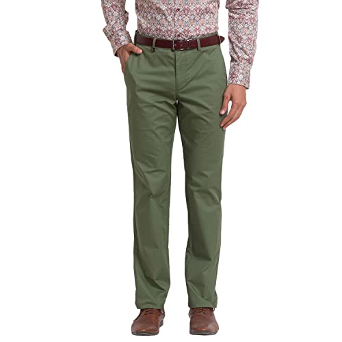 Image of Park Avenue Men Super Slim Fit Solid Pattern Cotton Spandex Blend Flat Front Formal Chinos