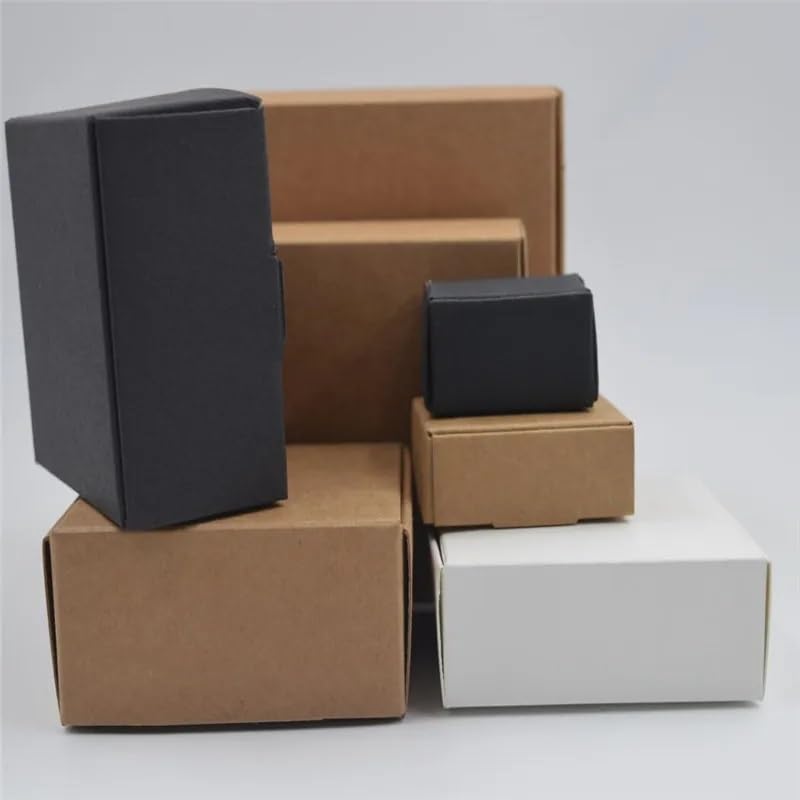 Kraft Geschenkboxen 50 Teile/los Blank Kraft Handgemachte Seife Box Weiß Karton Papier Schmuck Box Hochzeit Party Favor Schwarz Handwerk Geschenk Box (Color : Black, Size : 7x7x2.2cm)