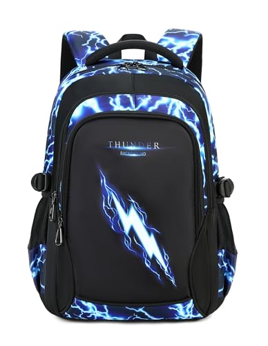 BLUWEI Boys Backpack for Kids Elementary School Bags Lightning Teens Durable Bookbag (blue)