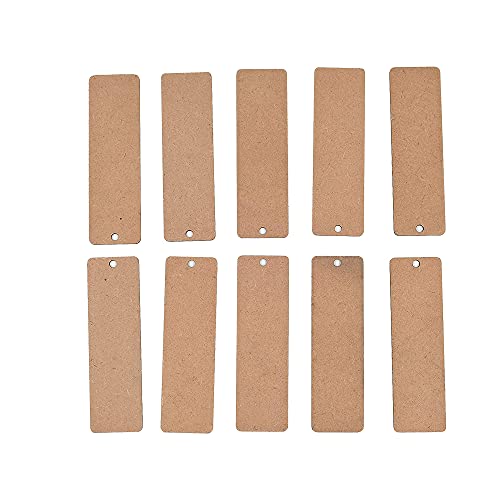 Image of IVEI DIY Wood Sheet Craft - MDF Cutouts Bookmark - Plain MDF Blanks Cutouts - Set of 10 for Painting Wooden Sheet Craft, Decoupage, Resin Art Work & Decoration