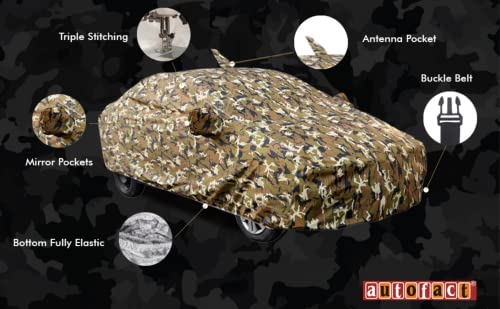 Image of Autofact Waterproof Car Body Cover Compatible with Volkswagen Ameo (2016 to 2018) with Mirror and Antenna Pockets (Camouflage Design)