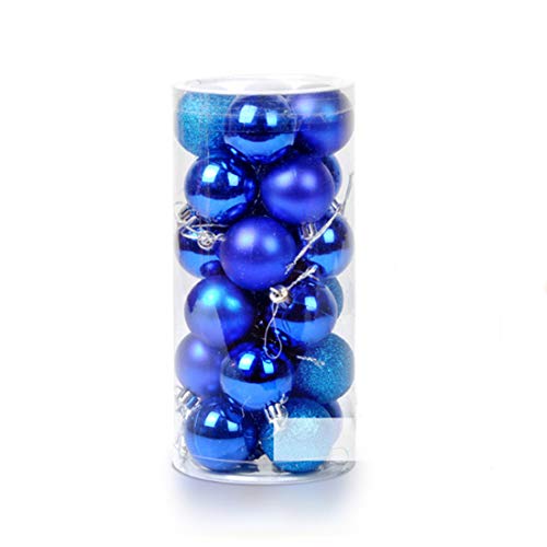 Ectkuee 24pcs Christmas Tree Baubles Red Balls Onaments Shatterproof Decorations by Art Beauty,Wedding Decoration (60mm-Blue)