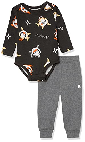 Image of Hurley baby-boys Long Sleeve Bodysuit and Jogger Pants 2-piece Outfit Set