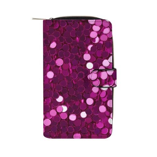 Bright Rose Red Sequins Pattern Long Wallet for Women Men Purses Coin Pouch Credit Card Holder Organizer