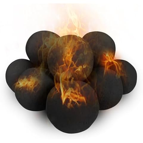 MrGas Log Ceramic Fire Balls, 12 Pack 4 Inch Round Fire Stones Fireballs for Indoor Outdoor Decor Fire Pits or Fireplace, Black Cover