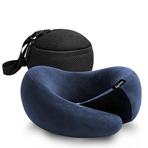 Image of Lifelong Neck Pillow for Travelling | Memory Foam Neck Rest for Sleeping in Airplane & Car | Soft & Comfortable Neck Support | Adjustable Velcro Straps & Travel Pouch | Ideal for Office & Home (Blue)