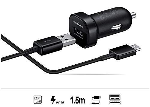 Fast Adaptive 18W Car Kit for LG V40 ThinQ with Quick Charge and 5ft/1.5M USB Type-C Plug-in Cable (Black)