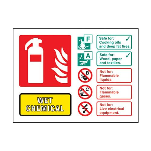 Wet Chemical Fire Extinguisher Sign (Landscape) - 100mm x 150mm - FireShield (Rigid Plastic)