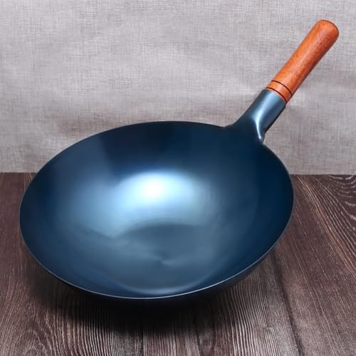 Wok de Hierro Forjado a Mano con Mango de Madera miniatura 3