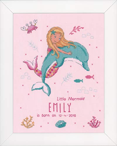 Vervaco Counted Cross Stitch Kit: Little Mermaid & Dolphin, NA, 26 x 33cm, N\a