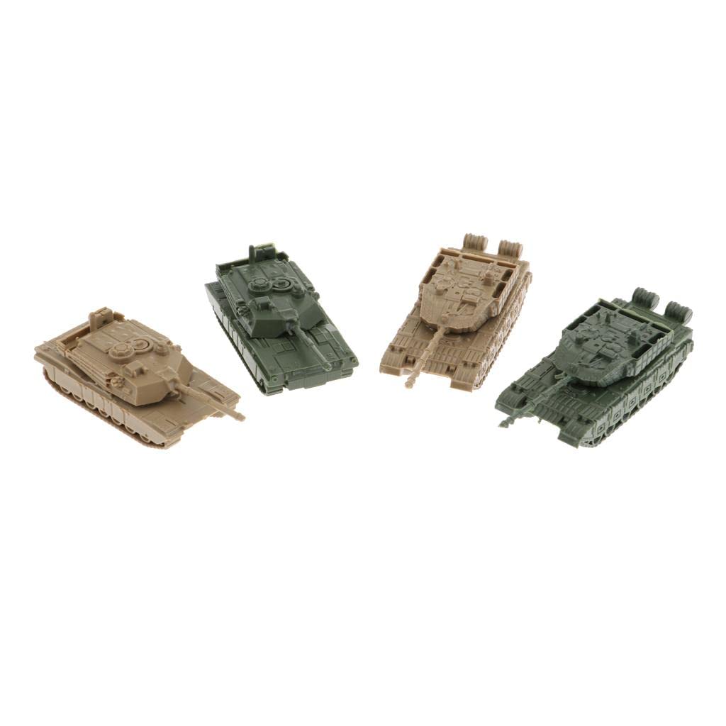 16 Piezas Modelo de Tanque Moderno Tanque Miniatura Tanque Militar Vehículo Militar de Plástico Pintado con Torreta 360 Grados Y Deslizamiento