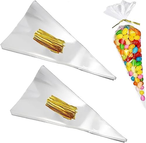 MOPQAWRV ラッピング 袋 透明 200枚 花袋 三角opp袋 お菓子袋 切り花 花束 ギフト包装 花の包装フィルム 防水 破れにくい ギフトバッグ (37*18cm 200枚)