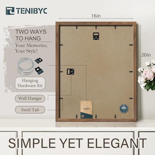 16x20-Poster-Frame-3-Pack-with-HD-Glass-Brown-Walnut-Natural-Solid-Wood-Picture-Frame-Wall-Gallery-Frame