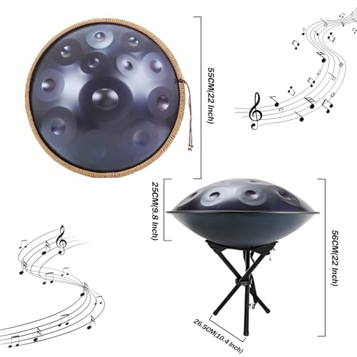 Handpan Drum en Re menor 9/10/12 Notas 22 Pulgadas 432Hz/440Hz con Funda Suave, Baquetas, Soporte para Handpan, Paño para Sonido Sanador miniatura 3