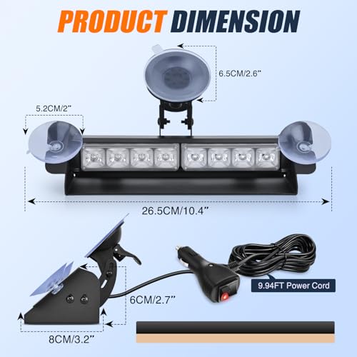 Image of Nilight 8LED Red Traffic Advisor Strobe Light Bar Hazard Safety