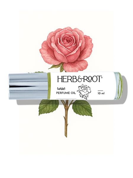 Herb & Root Perfume Rollerball de Aceite de Rosa (Roll On) 0.3 fl oz  Perfume tradicional de té inglés rosa para mujeres