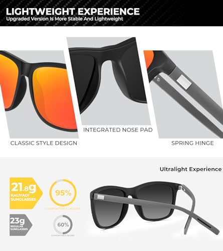 KALIYADI Sunglasses-Men Mens-Sunglasses Polarized Sunglasses: UV Protection Unisex Driving Fishing Lightweight Classic3