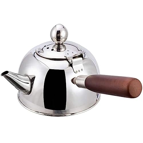 Stovetop Teapotステンレス鋼の口hist派ティーケトルティーポットティーポットケトルホームガスのための木材ハンドルとホームガス室sstovetop温水ケトル(色:金、サイズ:680ml)