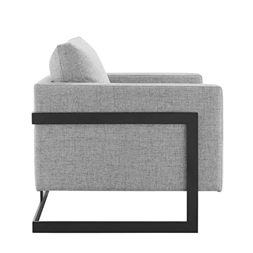 Sillón tapizado de tela Gris claro miniatura 4