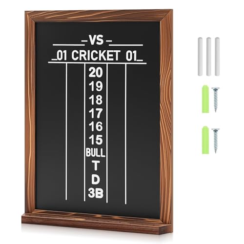 VioraWhite Dart Scoreboard for Cricket and 01 Darts Games Darts Holder Wall Mount Wood Dartboard Accessories(Black 16 x 22 Inch Charcoal-Colored Border)