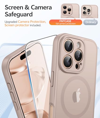 Image of FNTCASE for iPhone 16 Pro Case: [Compatible with Magsafe] Translucent Matte Cases with [Full Camera Protection] [Screen Protector] Military Grade Shockproof Protective Phone Cover - Desert Gold
