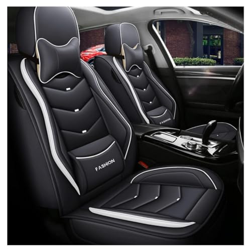 XIWOAO 車 シートカバー に適し マツダ CX-3/CX-4//CX-5/CX-8/アテンザ/アクセラ/デミオ ユニバーサルカーシートカバー 5 点セット_白黒