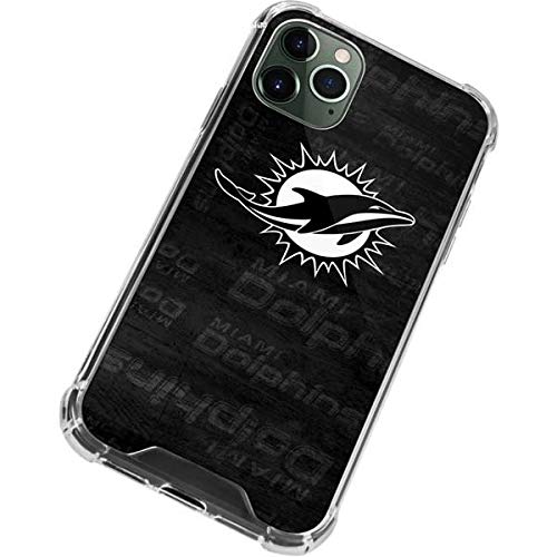 Skinit Clear Phone Case Compatible with iPhone 12 Pro - Officially Licensed NFL Miami Dolphins Black & White Design