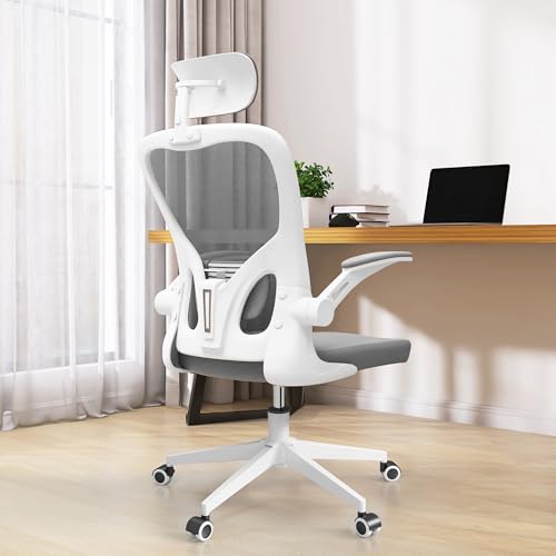 Image of Ergonomic Office Chair, High-Back Mesh Computer Desk Chair with Adjustable Height, Lumbar Support, Flip-Up Armrests,headrest，and Swivel Rolling Design for Home and Office Use