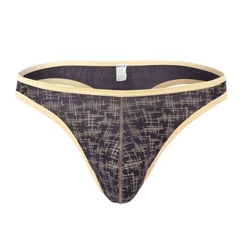 JINSHI Men's Sexy Thong Silky Ultra Thin Printed G-String Bulge Enhancing Pouch Thongs Low Rise T-back Breathable Underwear2